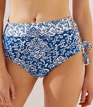 Loft Beach Paisley Lace Up High Waist Bikini Bottoms