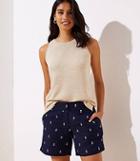 Loft Anchor Embroidered Riviera Shorts With 6 Inch Inseam