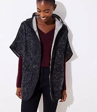 Loft Textured Hooded Open Poncho