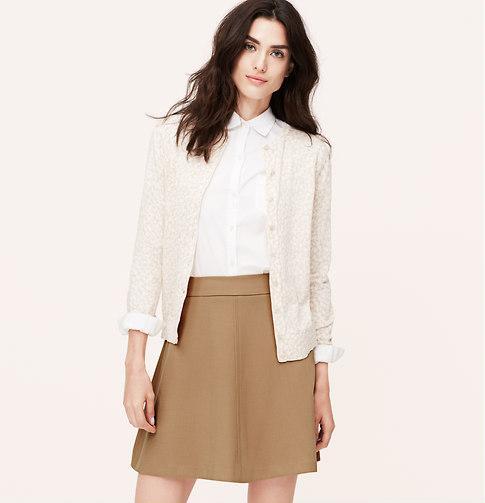 LOFT Tall Scuba Flare Skirt, Winter Camel
