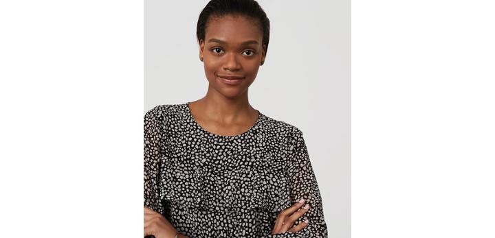 Loft Pebble Tiered Ruffle Blouse