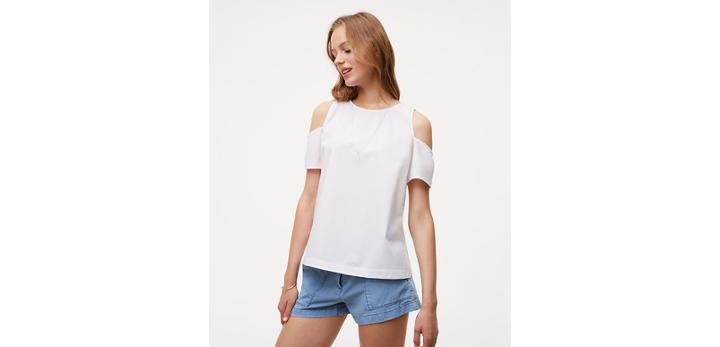 Loft Cotton Cold Shoulder Shell
