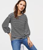 Loft Striped Velvet Puff Sleeve Sweatshirt