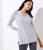 Loft Ribbed V-neck Tunic Sweater