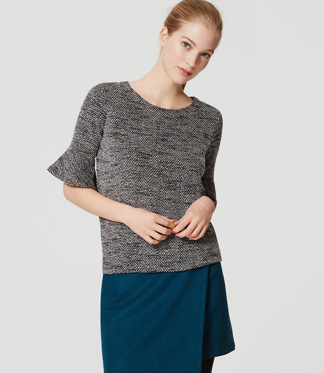 Loft Tweed Tulip Sleeve Top