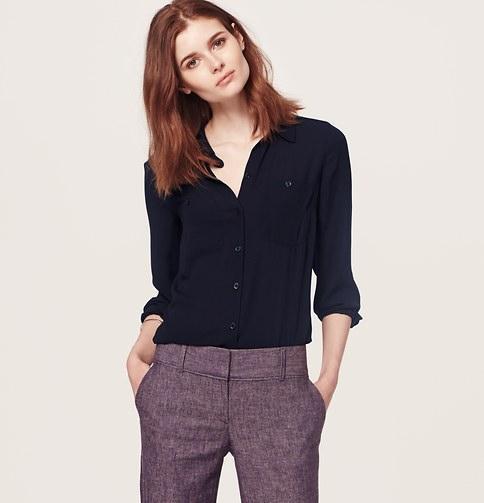 Loft Tab Collar Utility Blouse