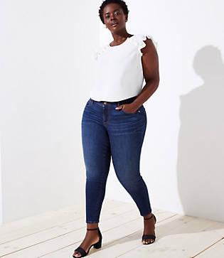 Loft Plus Modern Slim Pocket Skinny Jeans In Staple Dark Indigo Wash