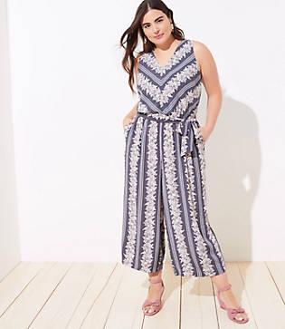 Loft Plus Floral Tie Waist Jumpsuit