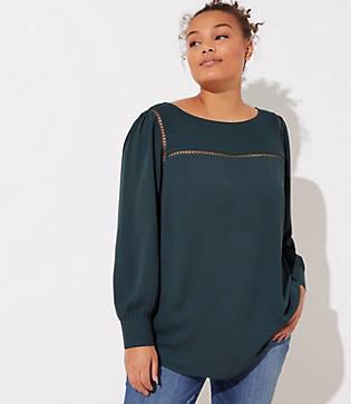 Loft Plus Lacy Cutout Back Blouse
