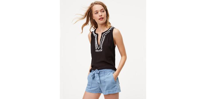 Loft Embroidered Fringe Shell