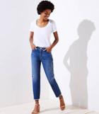 Loft Floral Embroidered Boyfriend Jeans In Classic Blue Wash