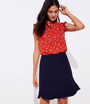 Loft Ponte Flounce Pull On Skirt