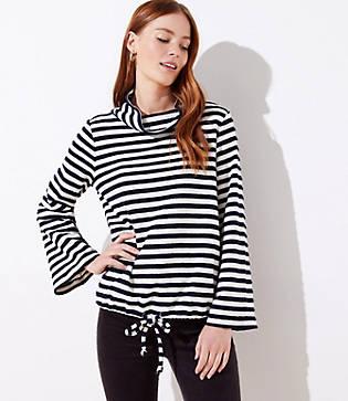 Loft Striped Flare Sleeve Sweatshirt