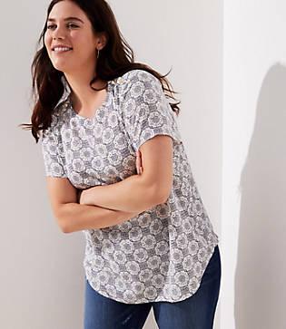 Loft Plus Medallion Button Shoulder Clean Tee