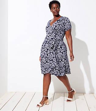Loft Plus Floral Short Sleeve Wrap Dress