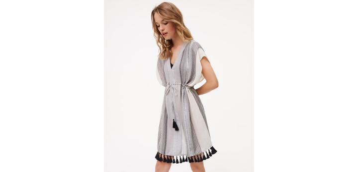 Loft Beach Shimmer Stripe Caftan Dress