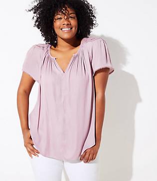 Loft Plus Lacy Keyhole Top