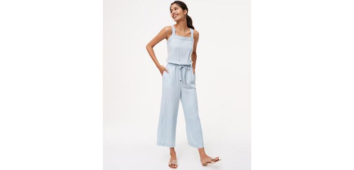Loft Chambray Drawstring Jumpsuit