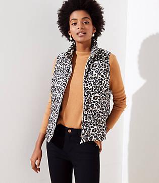 Loft Leopard Print Puffer Vest