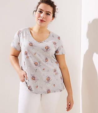 Loft Plus Floral Modern V-neck Tee
