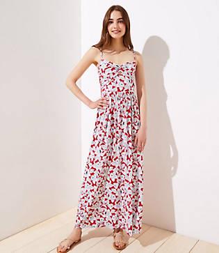 Loft Beach Floral Twist Front Maxi Dress