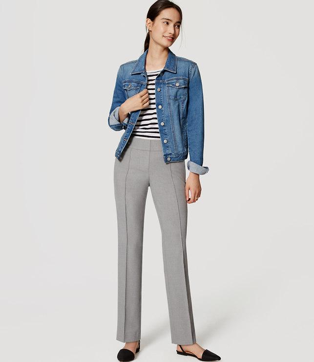 Loft Bi-stretch Pintucked Straight Leg Pants In Marisa Fit