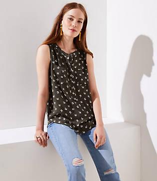 Loft Arrow Henley Pocket Mixed Media Shell