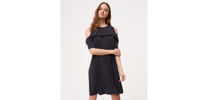Loft Ruffle Cold Shoulder Swing Dress