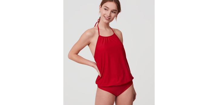 Loft Beach Blouson Halter One Piece Swimsuit