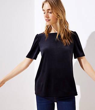 Loft Velvet Puff Sleeve Tee