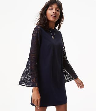 Loft Lace Bell Sleeve Shift Dress