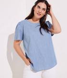 Loft Plus Chambray Puff Shoulder Blouse