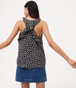 Loft Floral Ruffle Back Shell