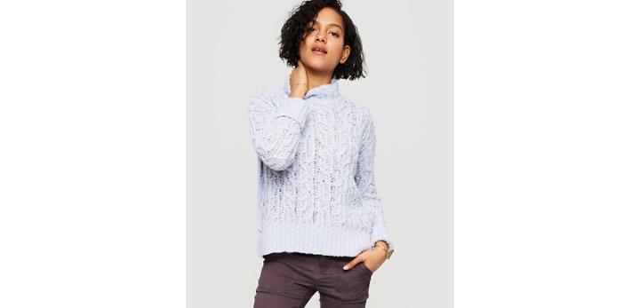 Loft Lou & Grey Mockneck Cable Sweater