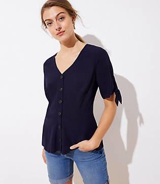 Loft Tie Cuff Peplum Top