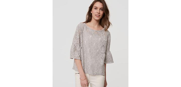 Loft Floral Lace Bell Sleeve Top
