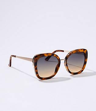 Loft Tortoiseshell Print Metallic Trim Sunglasses