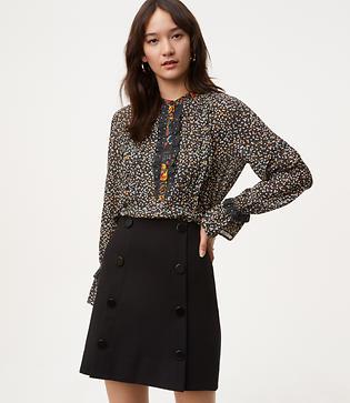 Loft Modern Buttoned Skirt