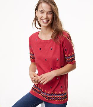 Loft Border Embroidered Tee