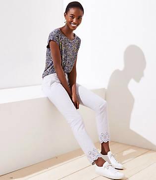 Loft Eyelet Hem Girlfriend Chinos
