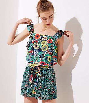 Loft Beach Garden Tie Waist Romper