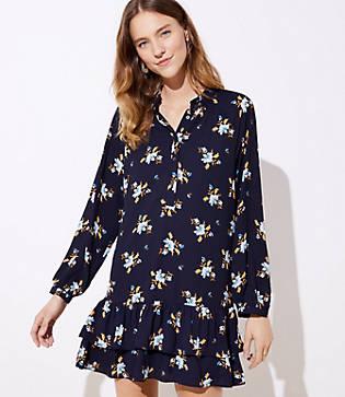 Loft Bouquet Double Flounce Dress