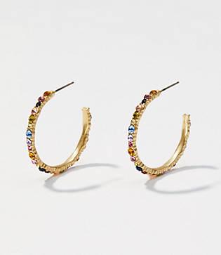 Loft Rainbow Crystal Hoop Earrings