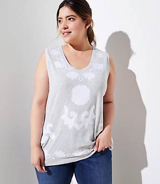Loft Plus Floral Applique Shell