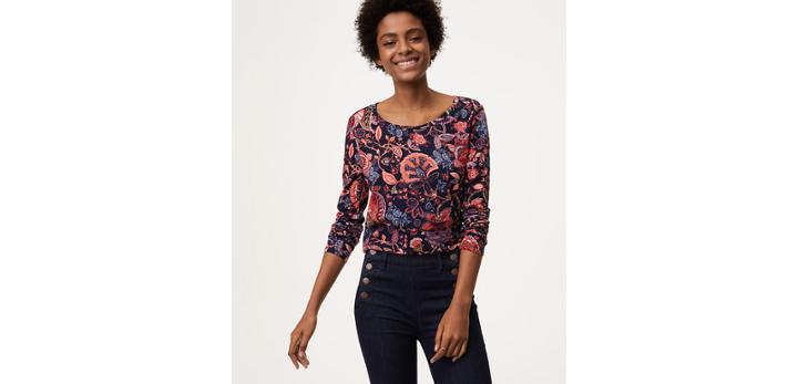 Loft Hydrangea Bouquet Long Sleeve Vintage Soft Tee