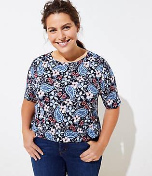 Loft Plus Paisley Vintage Soft Elbow Sleeve Tee