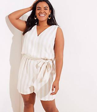 Loft Plus Striped Double V Romper
