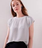 Loft Striped Perforated Lacy Mixed Media Top