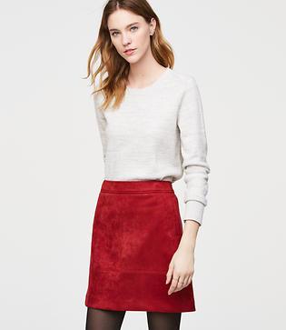 Loft Faux Suede Pocket Shift Skirt