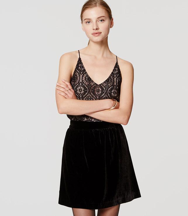 Loft Gathered Velvet Skirt